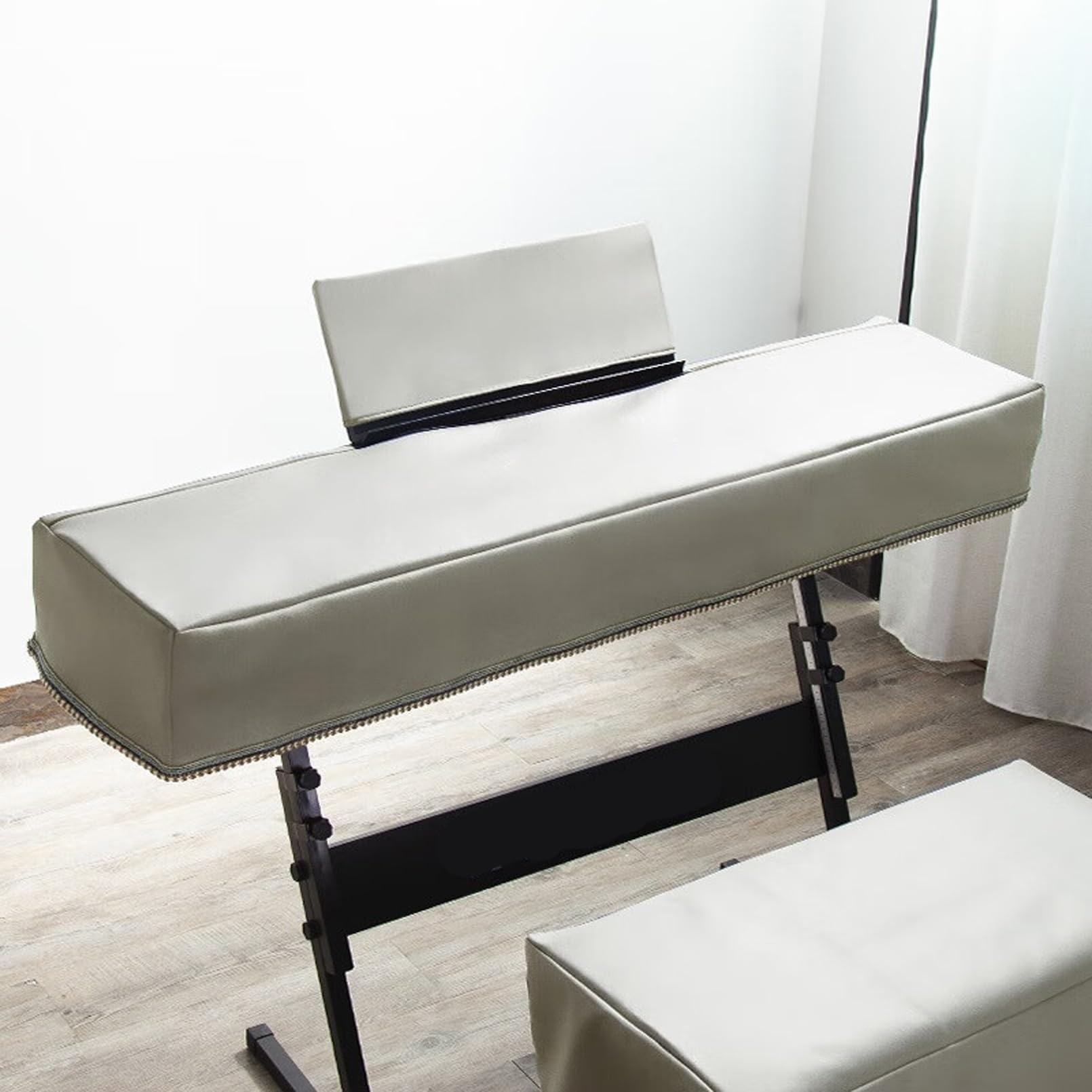 Cutfouwe Housse de Clavier de Piano à 88 Touches avec Support de partition de Musique, Housse Anti-poussière pour Piano à 88 Touches, Protection pour Clavier électronique, Piano numérique,Blanc