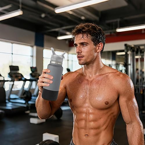 Miniatura 7 de Tapa de popote para botella Hydro Flask de boca ancha  Botella de 12, 16, 18, 32, 40 y 64 onzas, tapa de popote de repuesto compatible con botellas