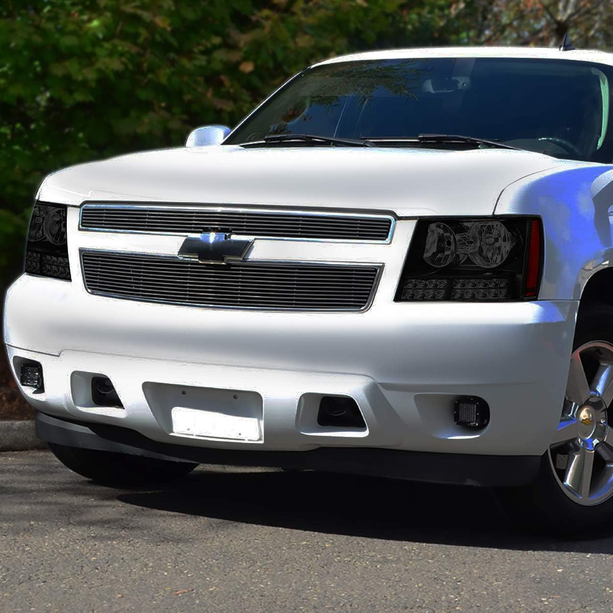 DNA MOTORING HL-LED-CSA07-BK-SM-AM Pair LED DRL+Turn Signal Projector Headlight Headlamps