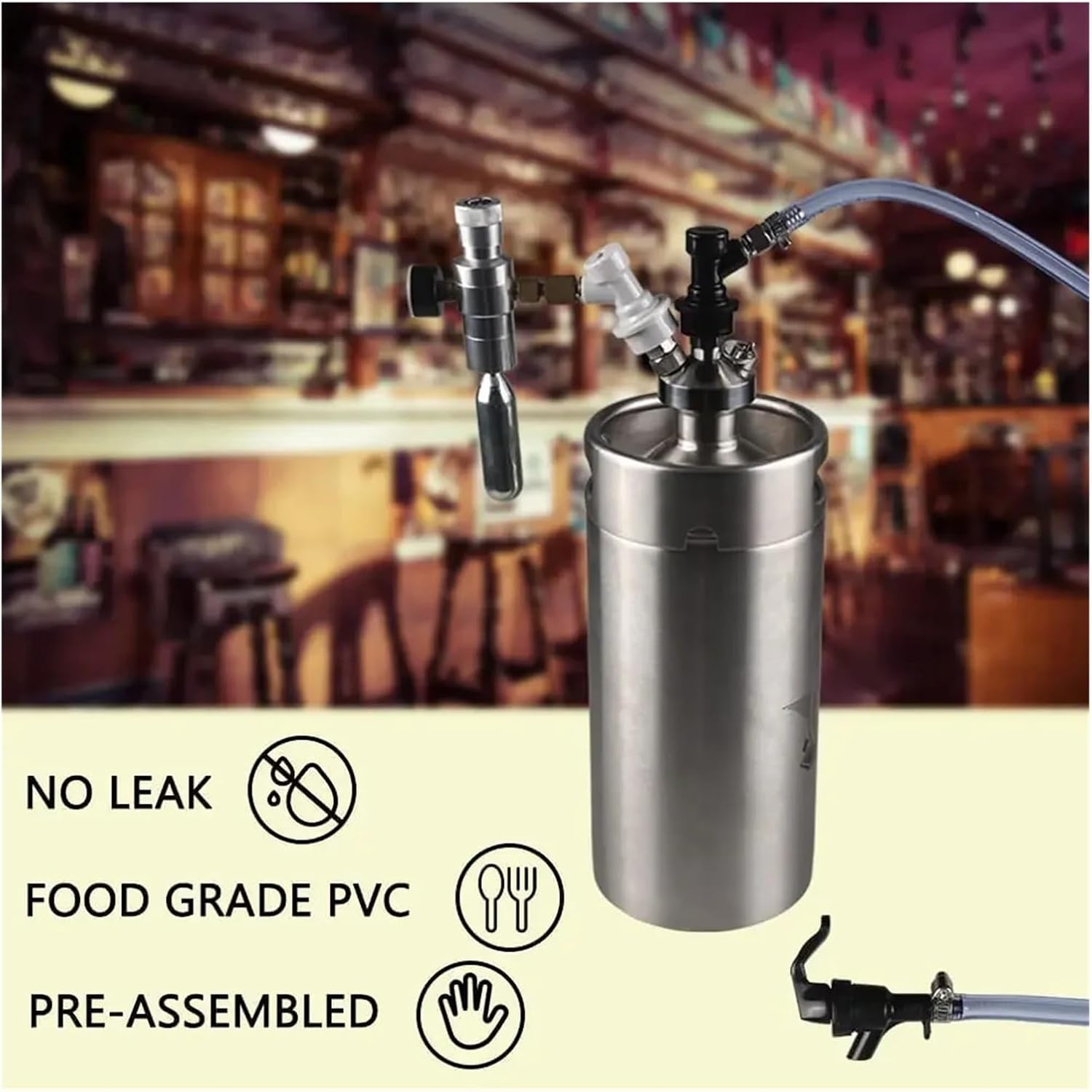 Brewing Equipment PERA-Ball Lock Line Assembly, Picnic Tap with 5ft Beer Line for Home Brewing, 3 in, 16 in Brewing Equipment