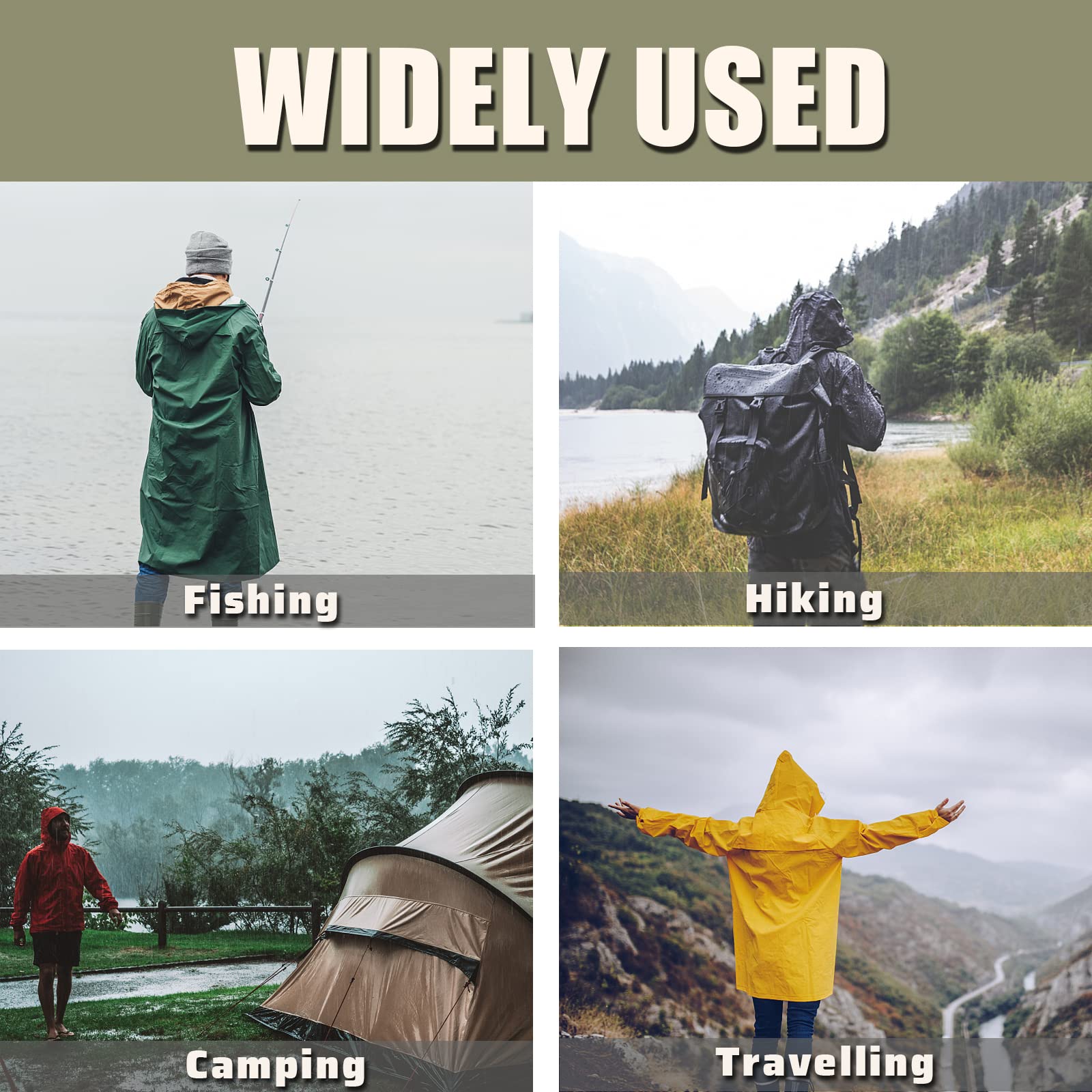 Hombres Traje de Lluvia 2 Piezas Impermeable Conjunto de Chaqueta y Pantalón con Tira Reflectante Segura Chaqueta de Ciclismo con Capucha Impermeable de Adulto Classic