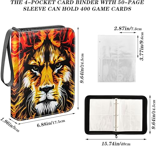 Miniatura 3 de Carpeta de tarjetas con 4 bolsillos, soporte para 400 tarjetas con 50 fundas, carpeta de colección de tarjetas, soporte para libros para juegos de