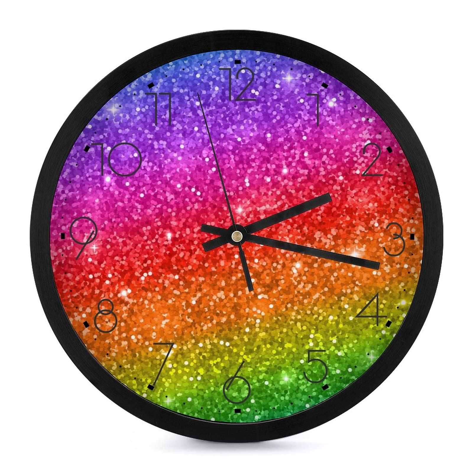 Horloge murale ronde arc-en-ciel 25cm à grands chiffres pour salon