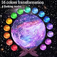 Vista 2 de Lámpara de luna de galaxia para niños, luz nocturna para dormitorio, batería recargable de 5.9 pulgadas, control táctil y control remoto, 16