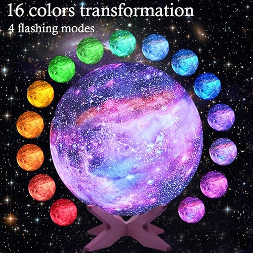 Miniatura 3 de Lámpara de luna de galaxia para niños, luz nocturna para dormitorio, batería recargable de 5.9 pulgadas, control táctil y control remoto, 16
