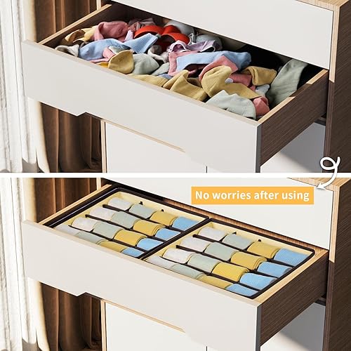 Miniatura 7 de Joyoldelf Organizador de cajones para calcetines, organizador de ropa interior, organizador de 16 celdas de tela, cajas de almacenamiento para Beige