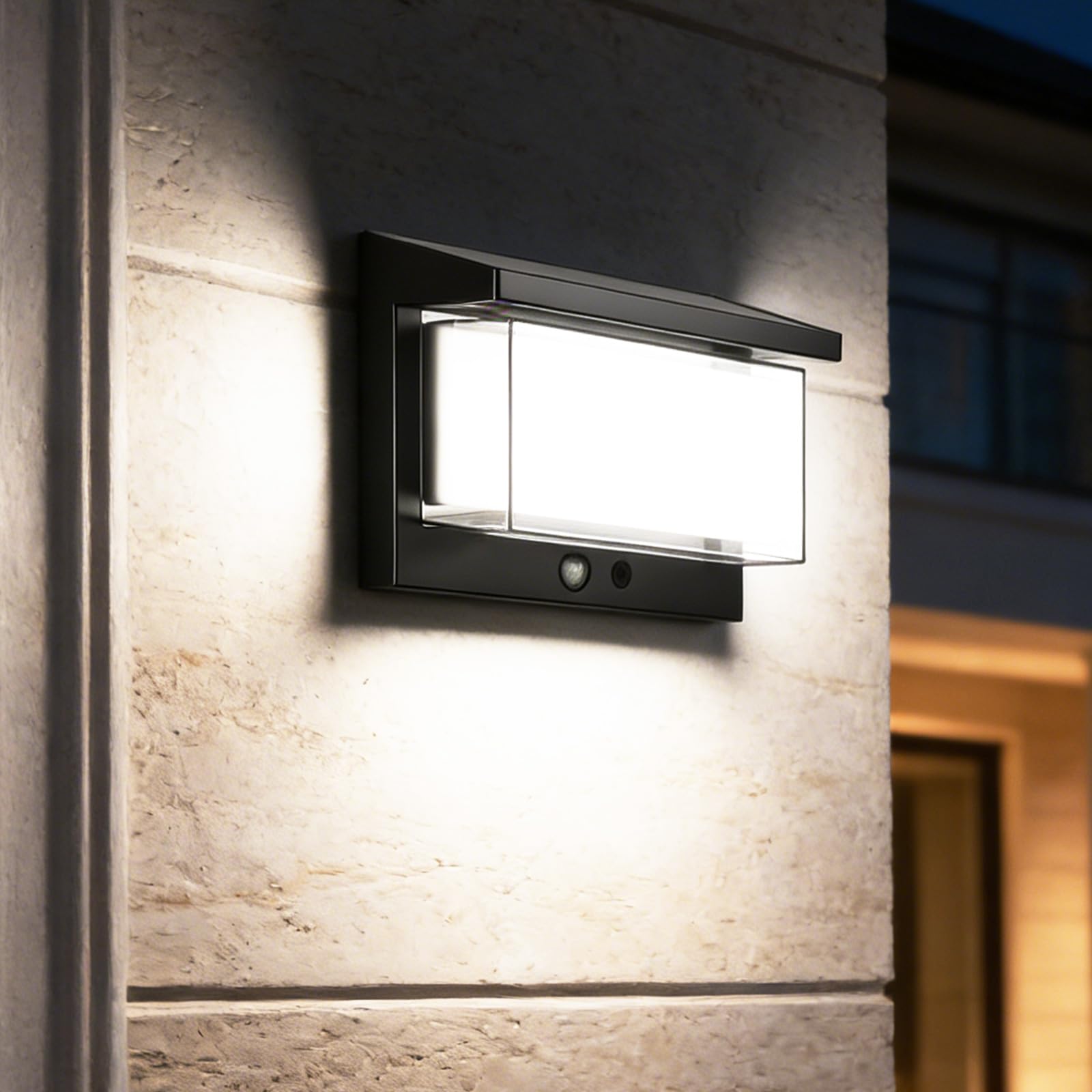 Weskjer Solar Outside Wall Lights, Waterproof Solar Patio Lights 4 Modes of Motion Sensor Porch Light 270°Lighting Angle Solar Security Light Outdoor Motion Sensor for Garage, Living Room