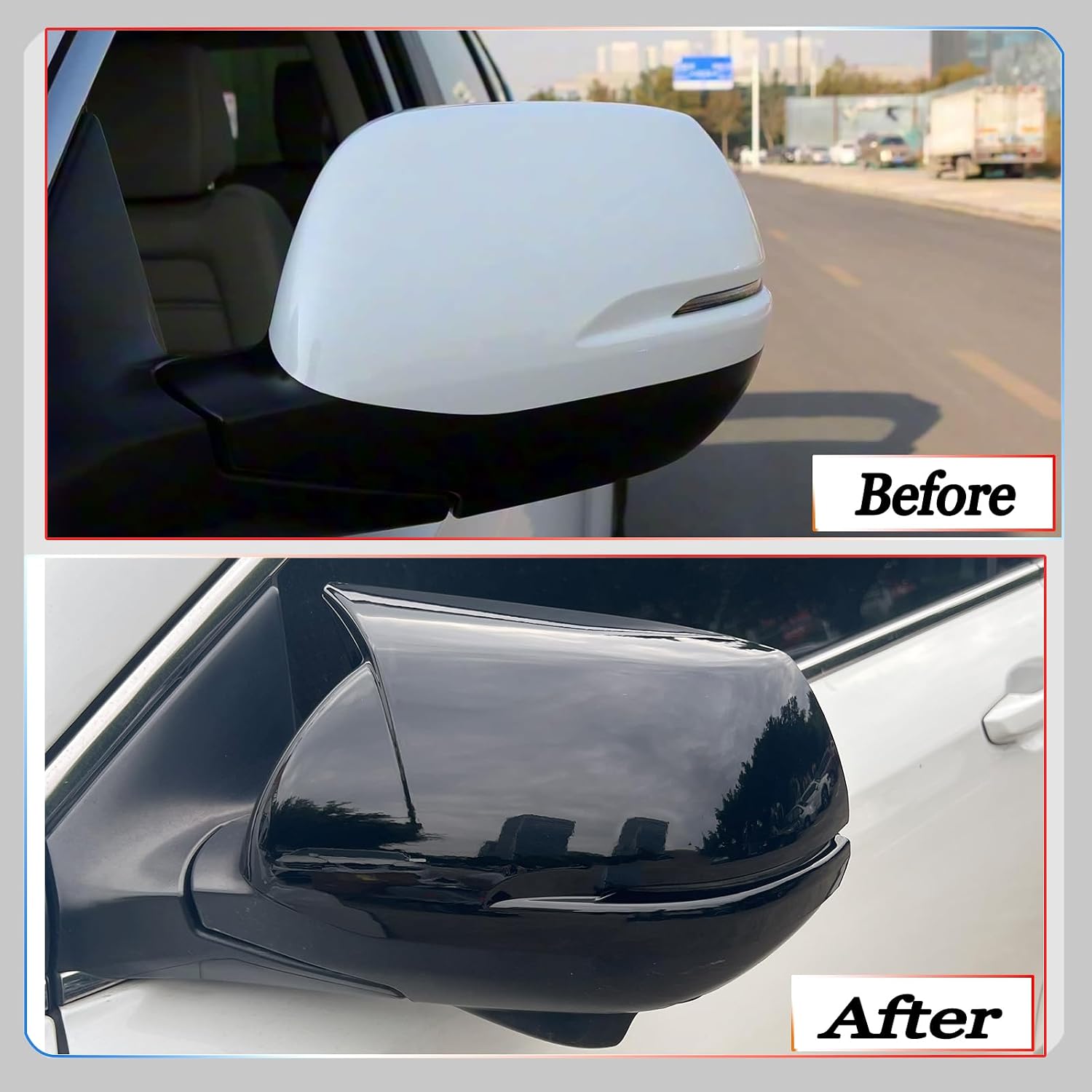 Side Mirror Cover,for Honda CRV 2017 2018 2019 2020 2021 2022, Bright Black Side Rear Mirror Covers Body Kit Accessories for Cars.(with Turn Signal)