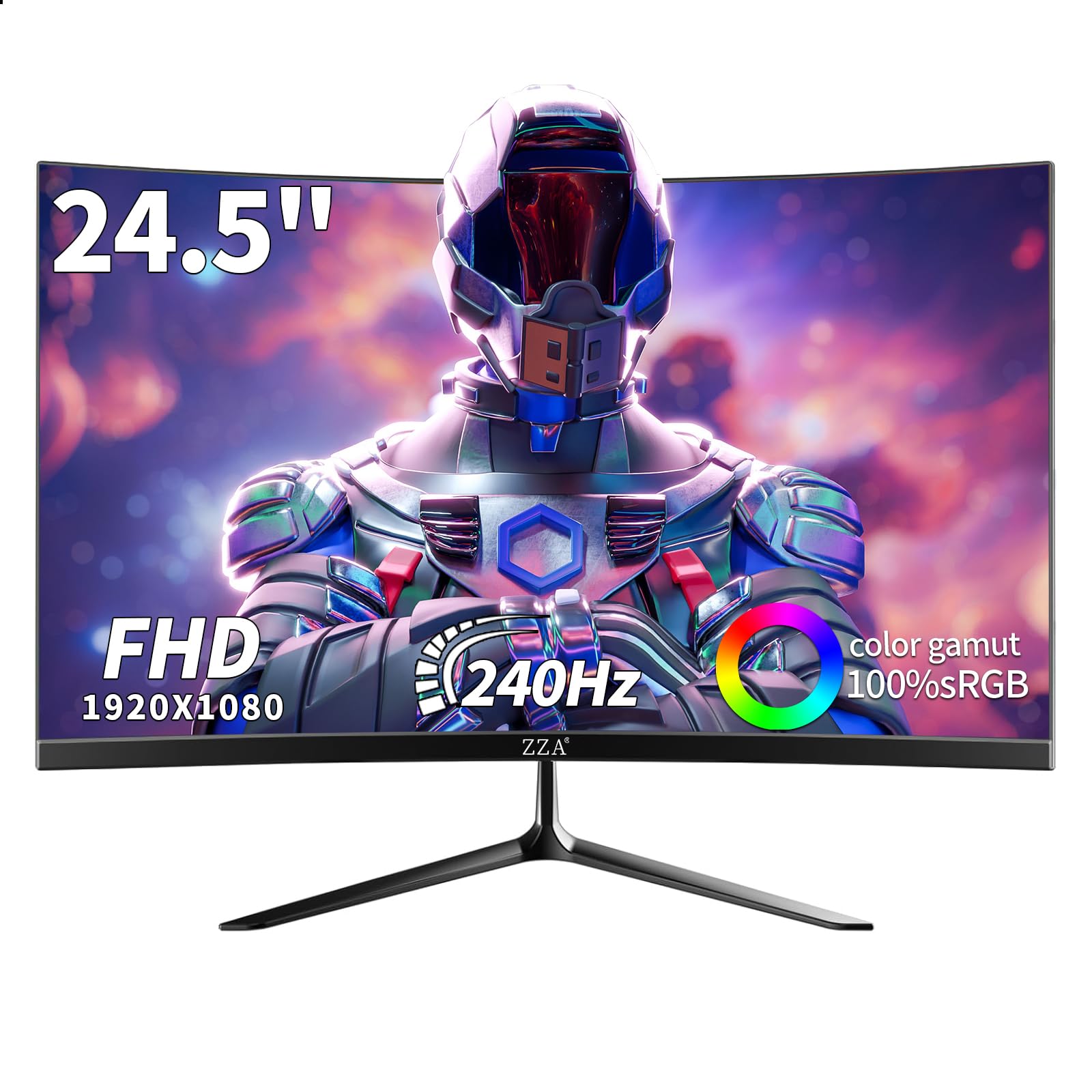 ZZA 24 5 Curved Gaming Monitor 240Hz 144Hz FHD 1920 1080P VA Screen Computer Monitor Supports Freesync 120