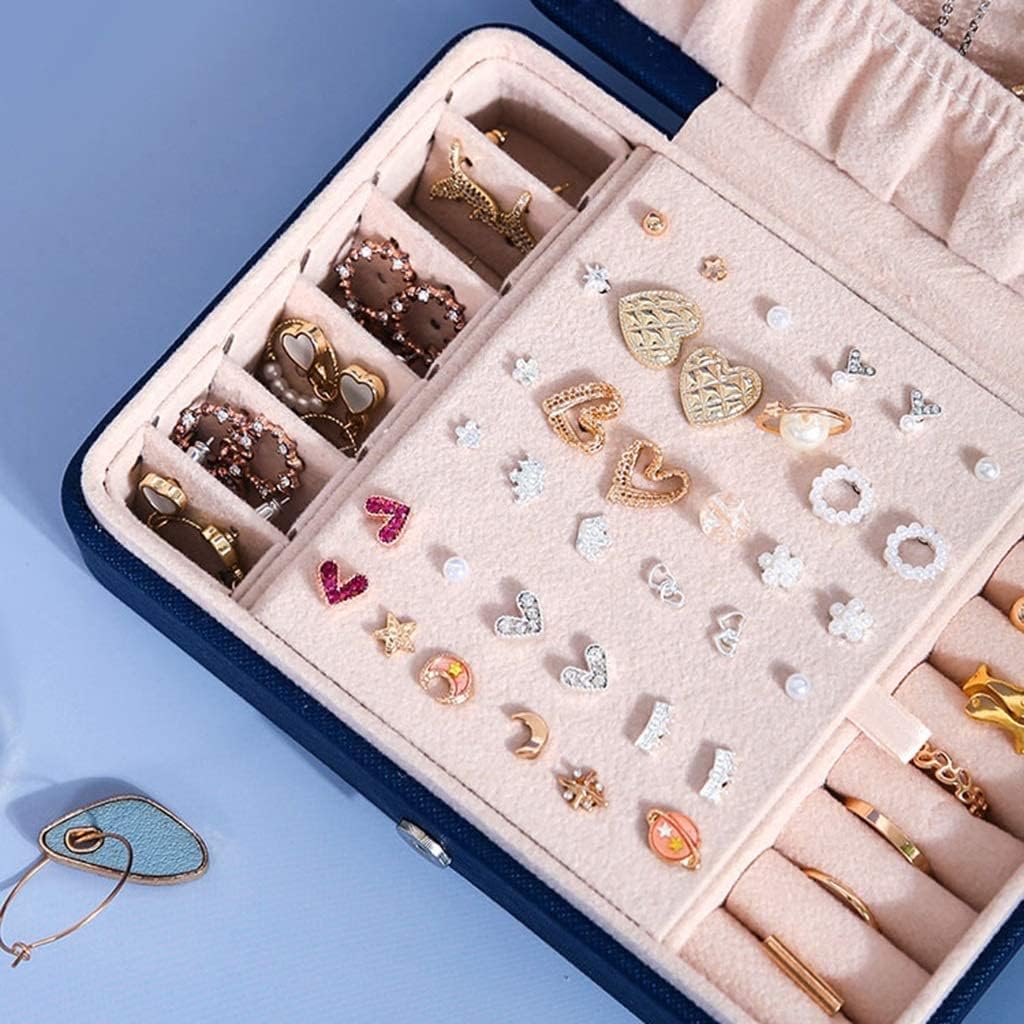 Jewelry Box Jewelry Box Portable Jewelry Box Large Capacity Jewelry Organizer Box with Zipper Jewelry Storage Box Holder for Earring Ring Necklace Classic Retro Elegance Jewellery Organizer (A)