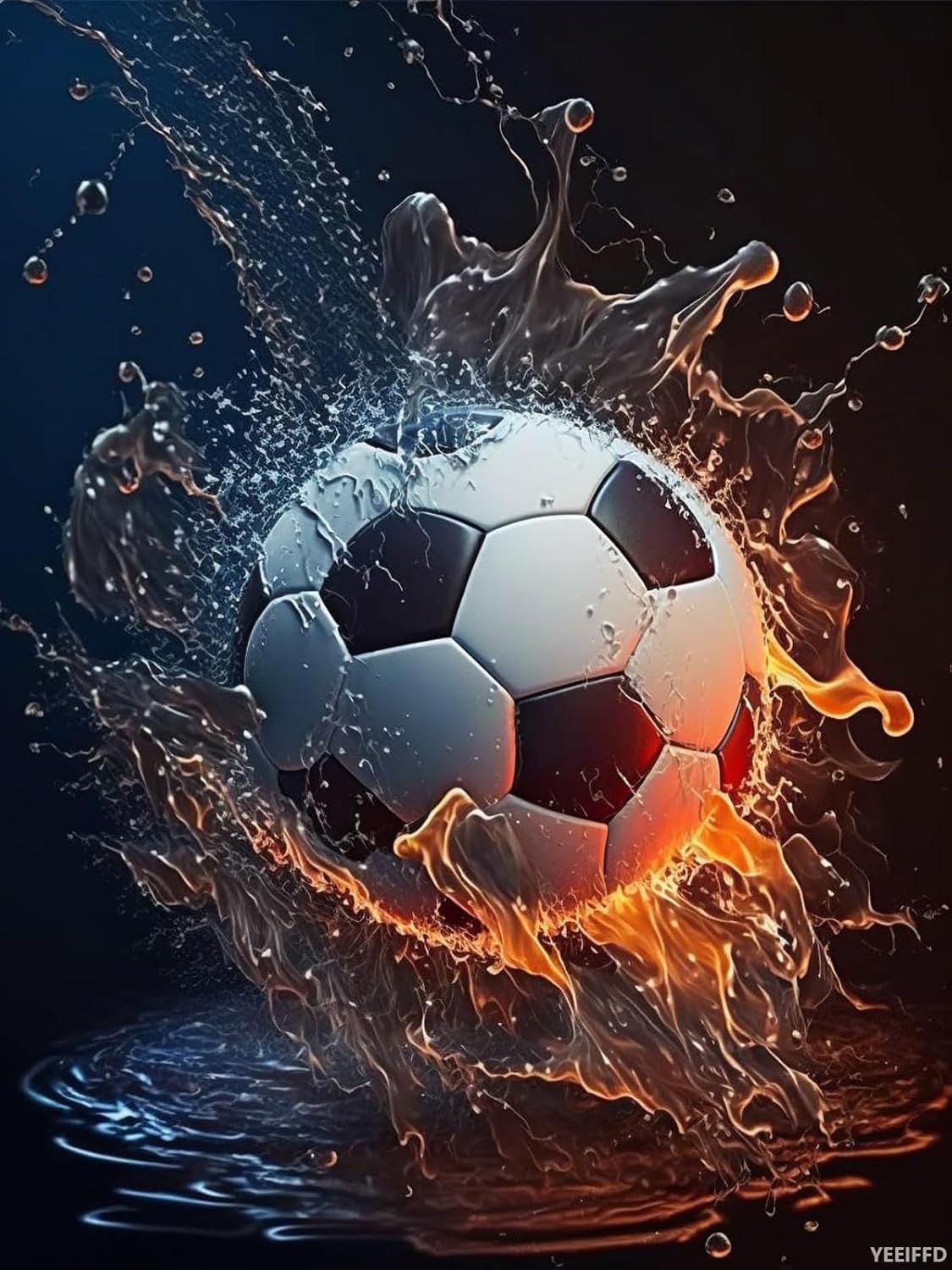 YEEIFFD Funny Soccer Diamond Art Painting Kits for Adult, Ball Sports 5D Diamond Art for Adults, Round Drill Painting by Diamonds Art and Crafts for Home Wall Decor Gift 12x16 inch