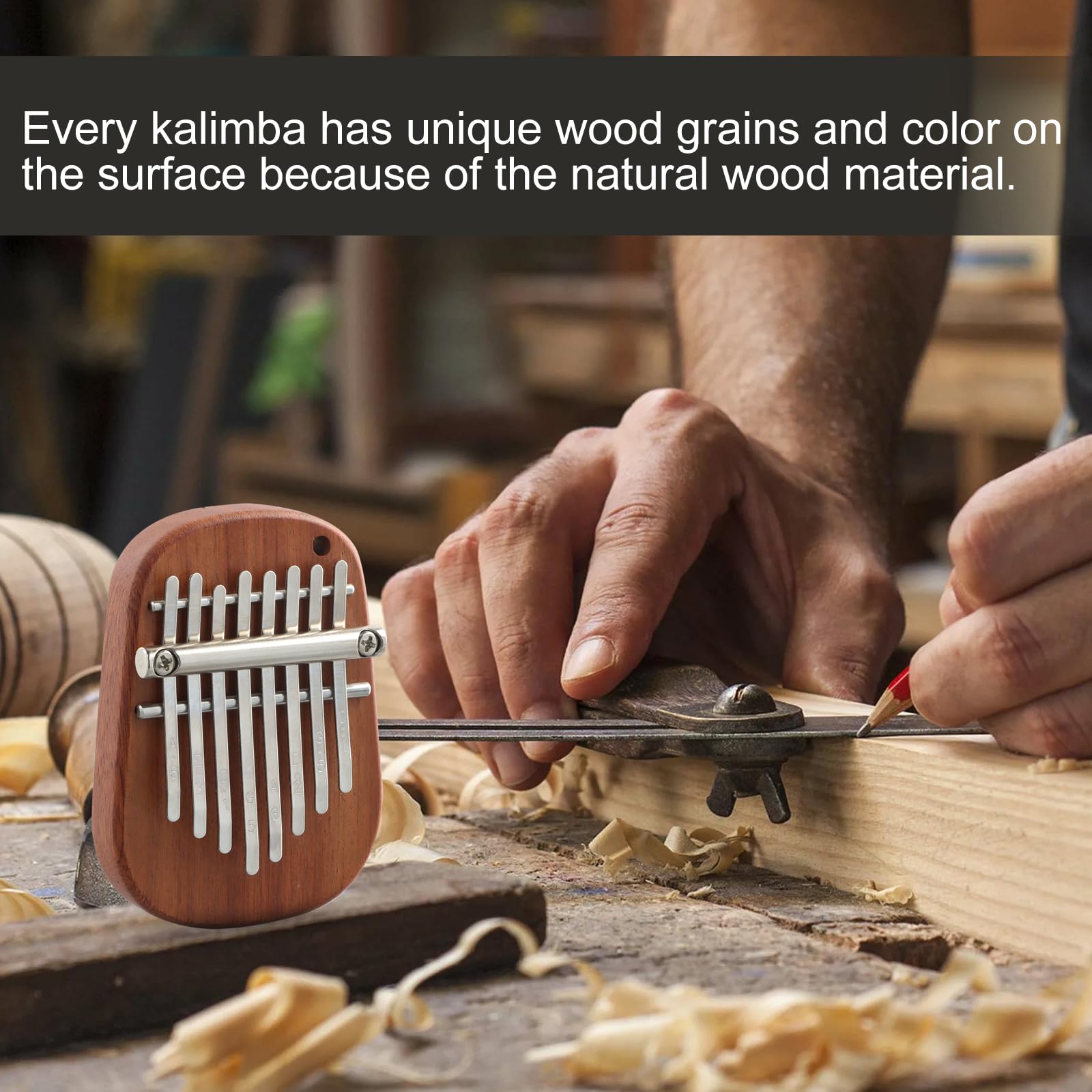 Kalimba Mini Piano A 8 Tasti - Strumento Musicale Portatile In Legno - Ideale Per Bambini E Principianti - Foto 10