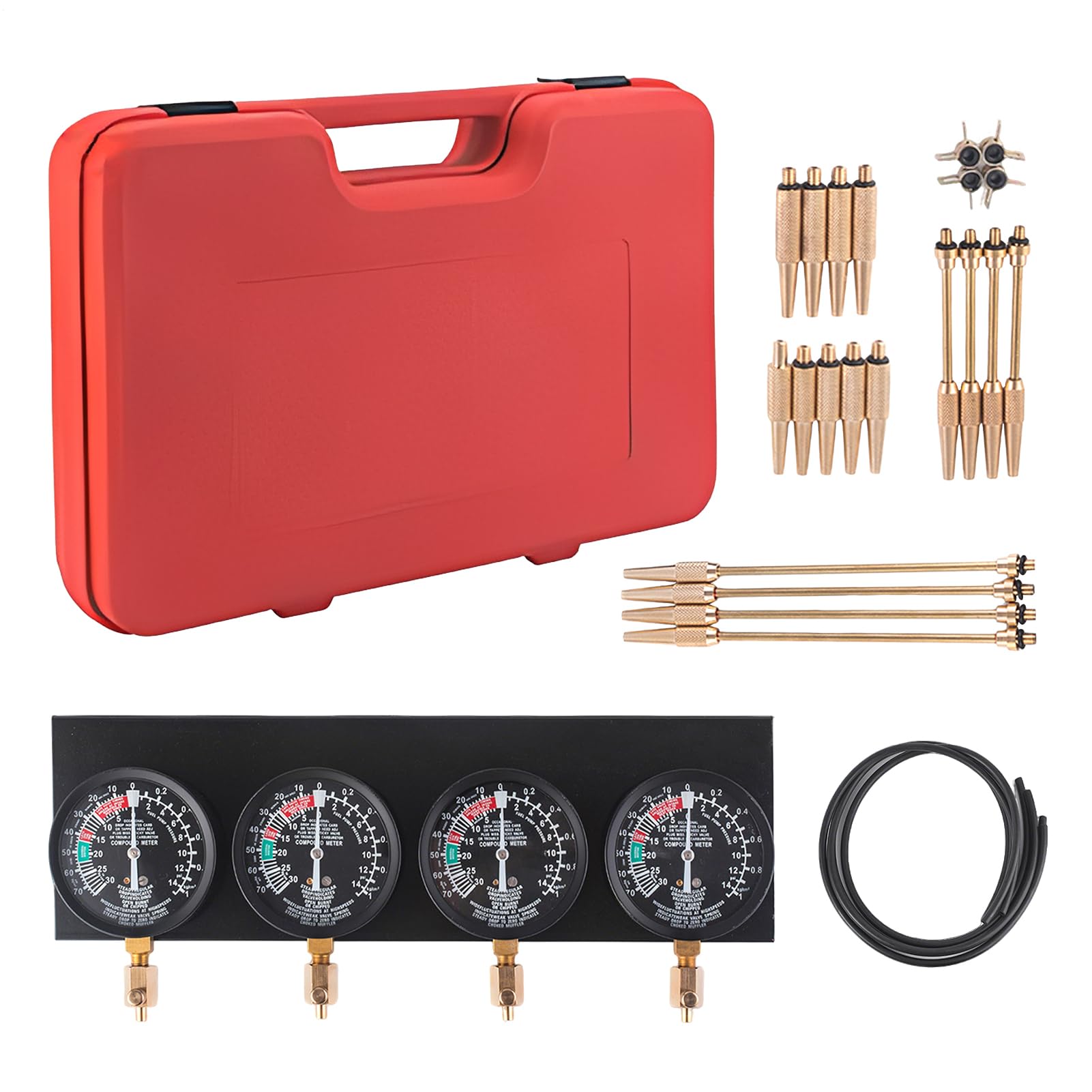 Manómetro De Vacío Para Carburador Kit de Herramientas para Mantenimiento | Juego De Sincronizador Con Manómetro Incluido Para Taller Externo、Viajes en Carretera、Garaje y Diario