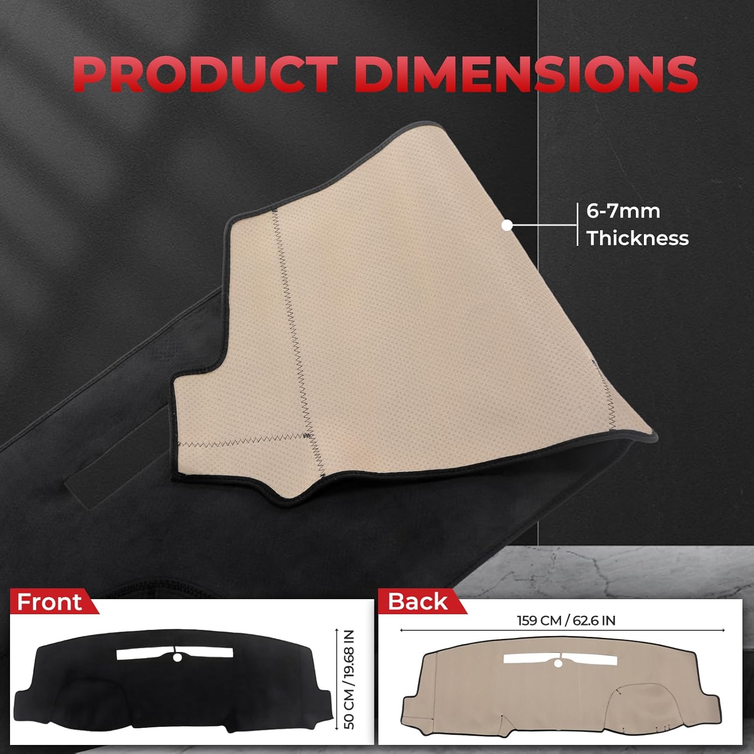 ACLONG Dashboard Cover Mat Fit for Chevrolet Silverado GMC Sierra 1500 2014–2018, 2500HD/3500HD 2015-2019 Flannel Non-Slip Dash Cover, Anti-Glare Sunshade UV Resistant Dashboard Protector Mat Pad