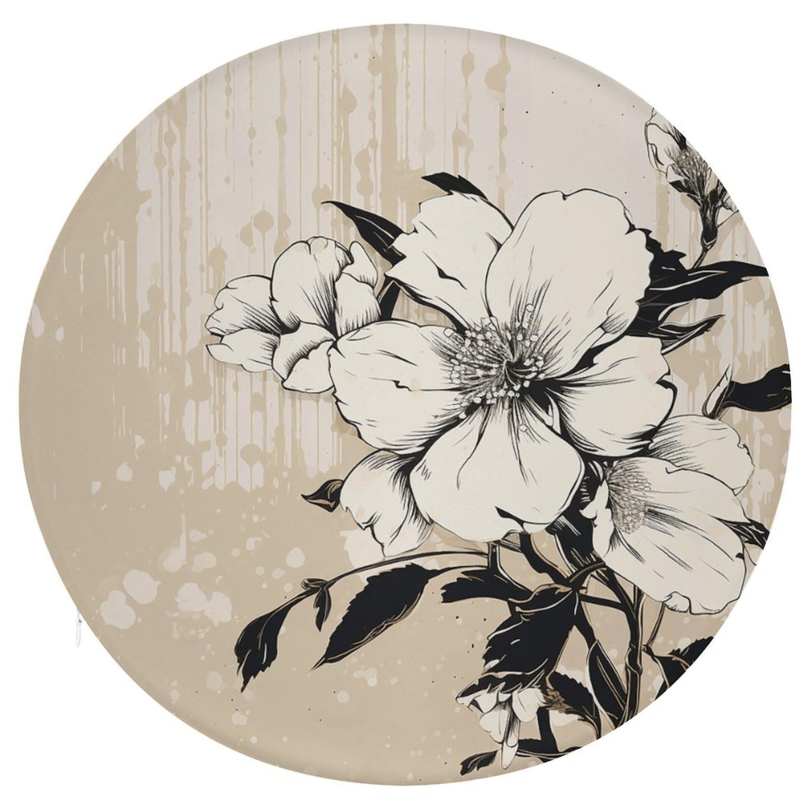 Wsoihfec Style Beige Floral Pattern Seat Cushion Round Chair Pad