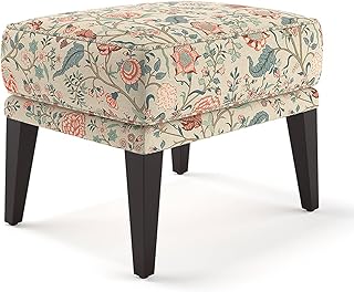 RECTART Ottoman Stool for Living Room | Pouffes for Sitting Printed Ottoman | Foot Rest Ottoman stools with 4 Wooden Legs...