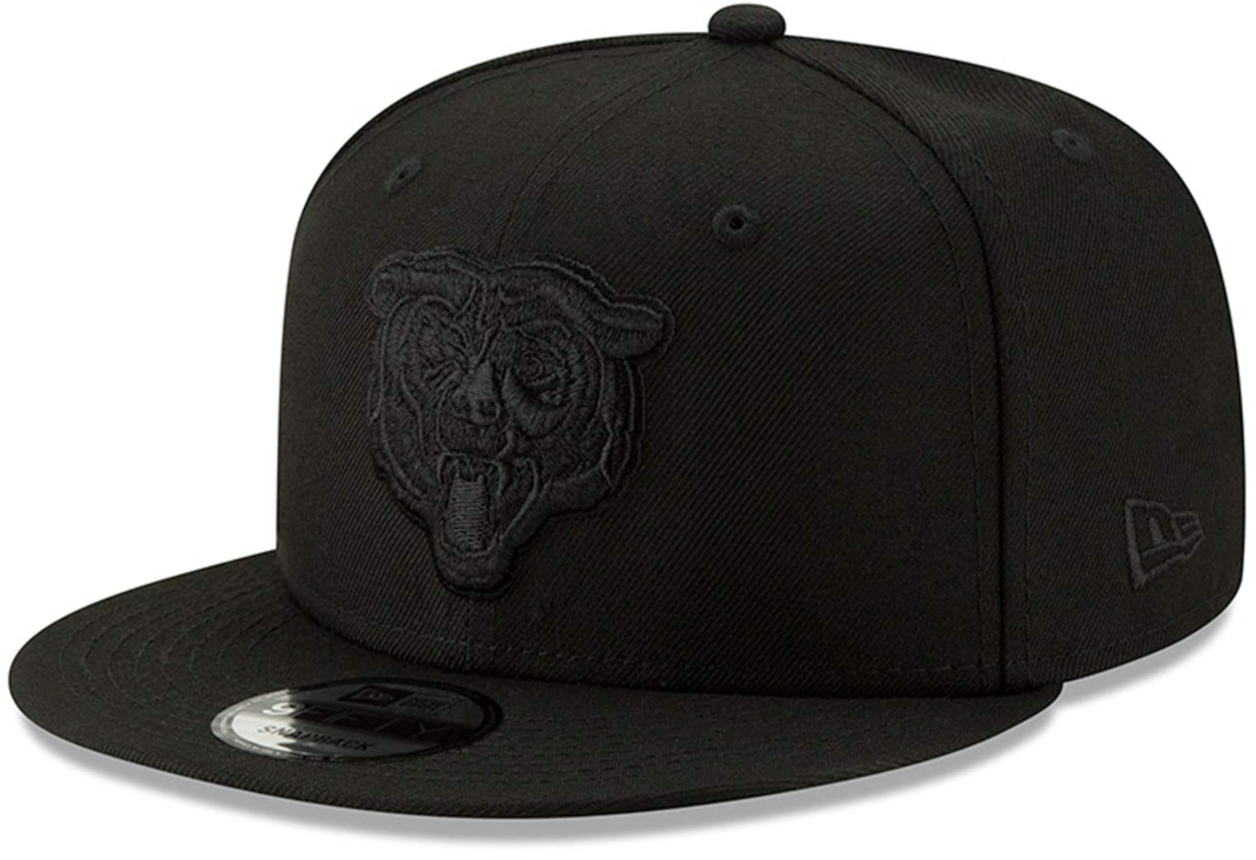 New Era NFL 9FIFTY Black On Black Adjustable Snapback Hat Cap One Size Fits All, Chicago Bears Black, One Size