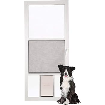 insulated storm door with pet door