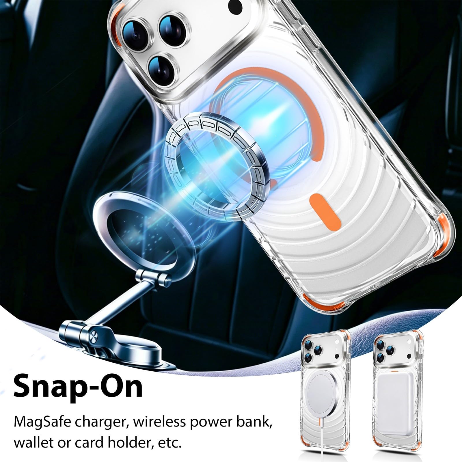 Coque magnétique TPU pour iPhone 18/17/16 Pro & Pro Max, coins amortisseurs