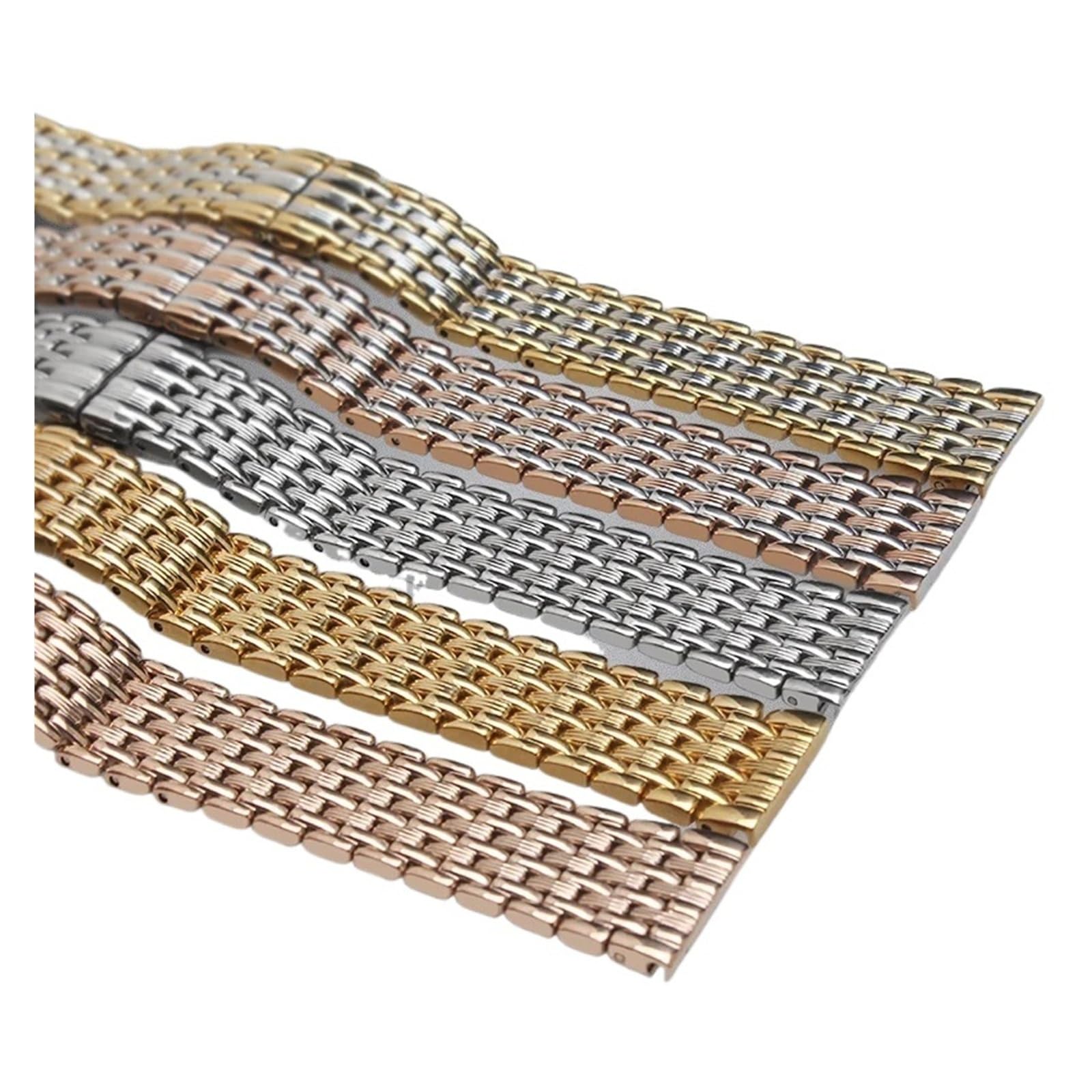 HuanJ Bracelet De Montre En Acier Inoxydable Massif Avec Boucle Papillon, Disponible 14, 18 Et 20 Mm