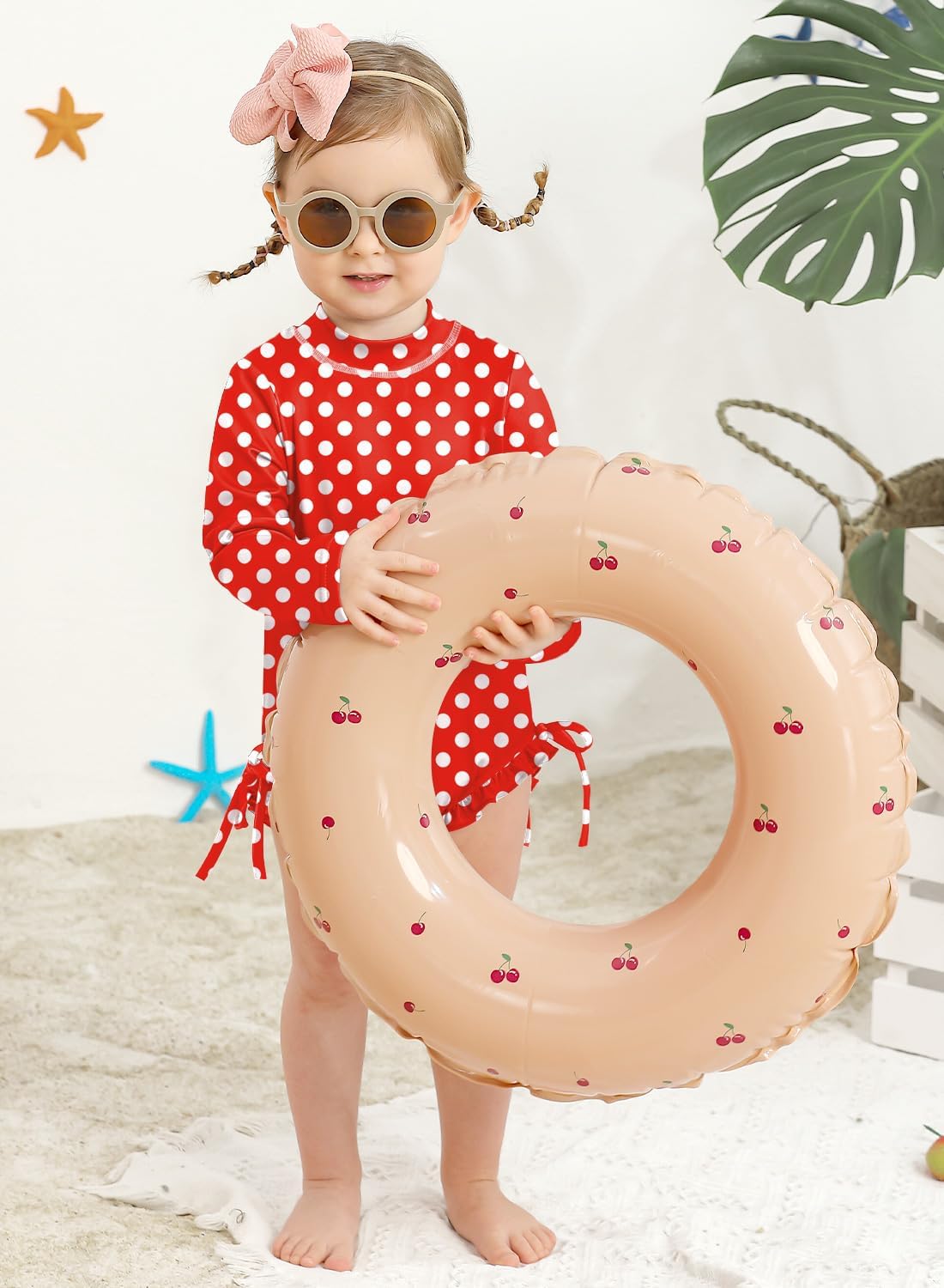 BesserBay Baby Girl Swimsuit UPF 50+ Long Sleeve Zipper Snaps Bottom One Piece Rash Guard 0-36 Months
