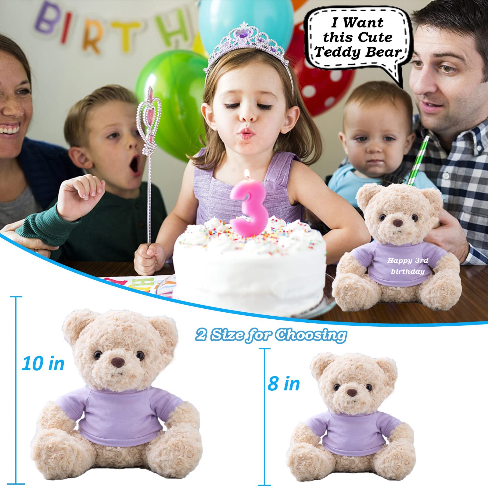 Personalized Teddy Bear - Custom Text On T-Shirt, 10 Inch White, Perfect Gift For Any Occasion - View #9