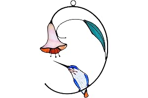 Rejoicing Stained Glass Hummingbird Window Art with Vivid Colors for Delighting Ambiances