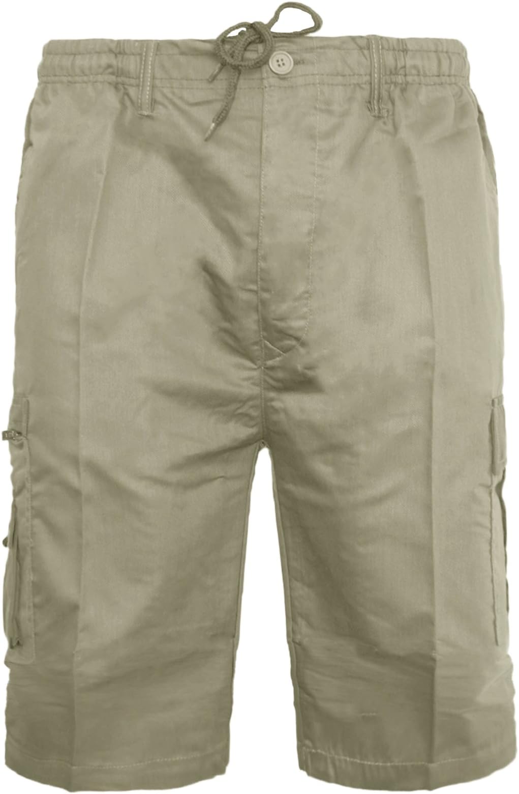 Mens Plain Shorts & 3/4 Three Quarter Length Shorts Cargo Combat Casual Summer Beach Poly Cotton 6 Pockets Work Short & ยพ Shorts Elasticated Waist Lightweight Pants Plus Big Sizes S-5XL