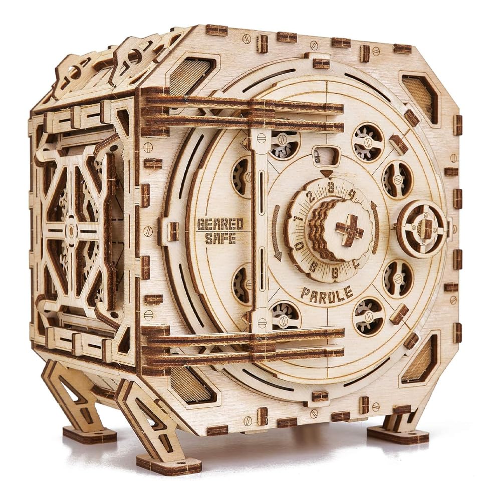 Wood Trick Safe Wooden Model Kit for Adults and Kids to Build - DIY Locker Puzzle Box with Combination - Mechanical - Store Your Precious Items - Heavy Duty Design - 3D Wooden Puzzle