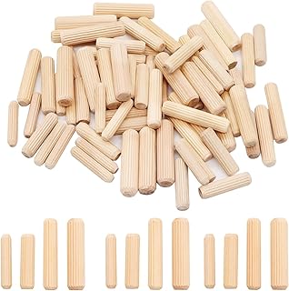 mxuteuk 400Stück Holzdübel 6mm 8mm 10mm, geriffelte Holzdübel Stäbe für Handwerk, Möbel, DIY Handbuch