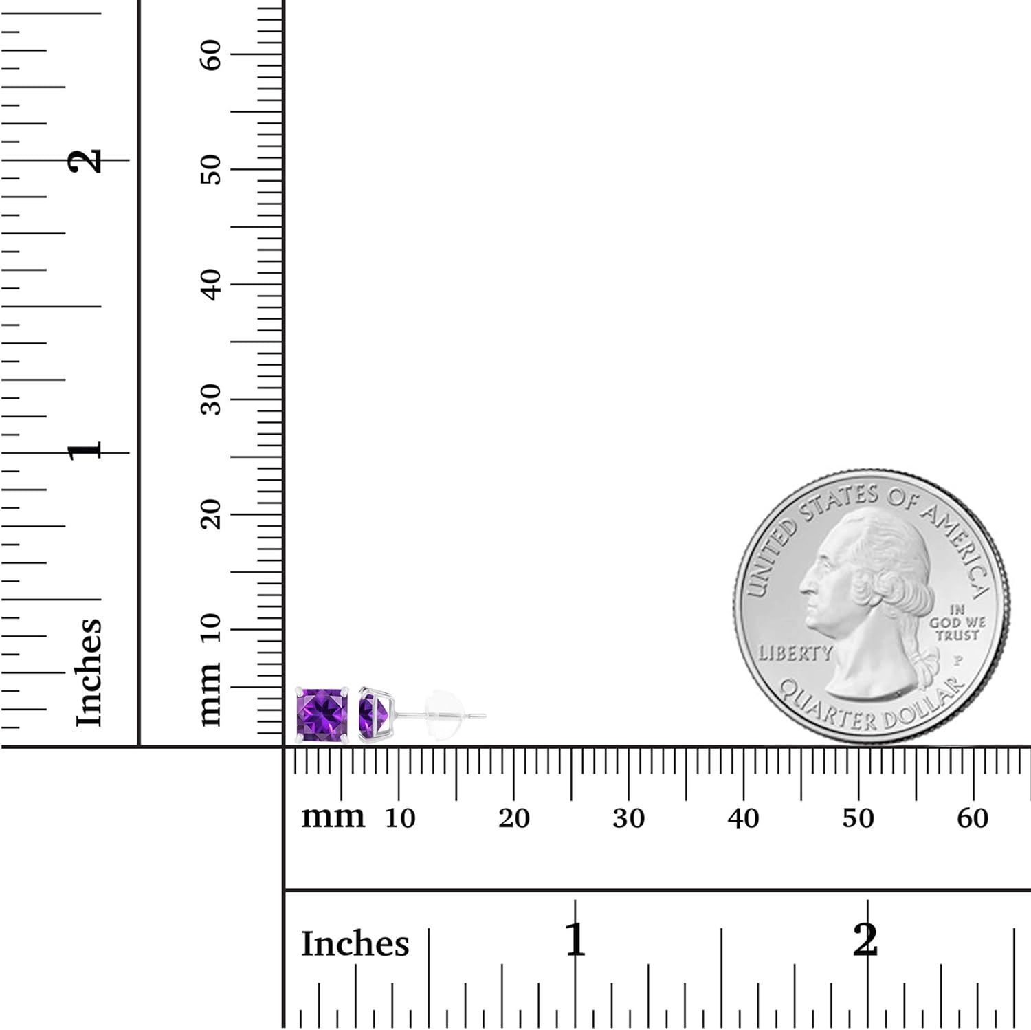 Solid 14K Gold 5mm Square Genuine Birthstone Stud Earrings For Women | Hypoallergenic Studs | Natural or Created Gemstone Stud Earrings For Women - Image 4