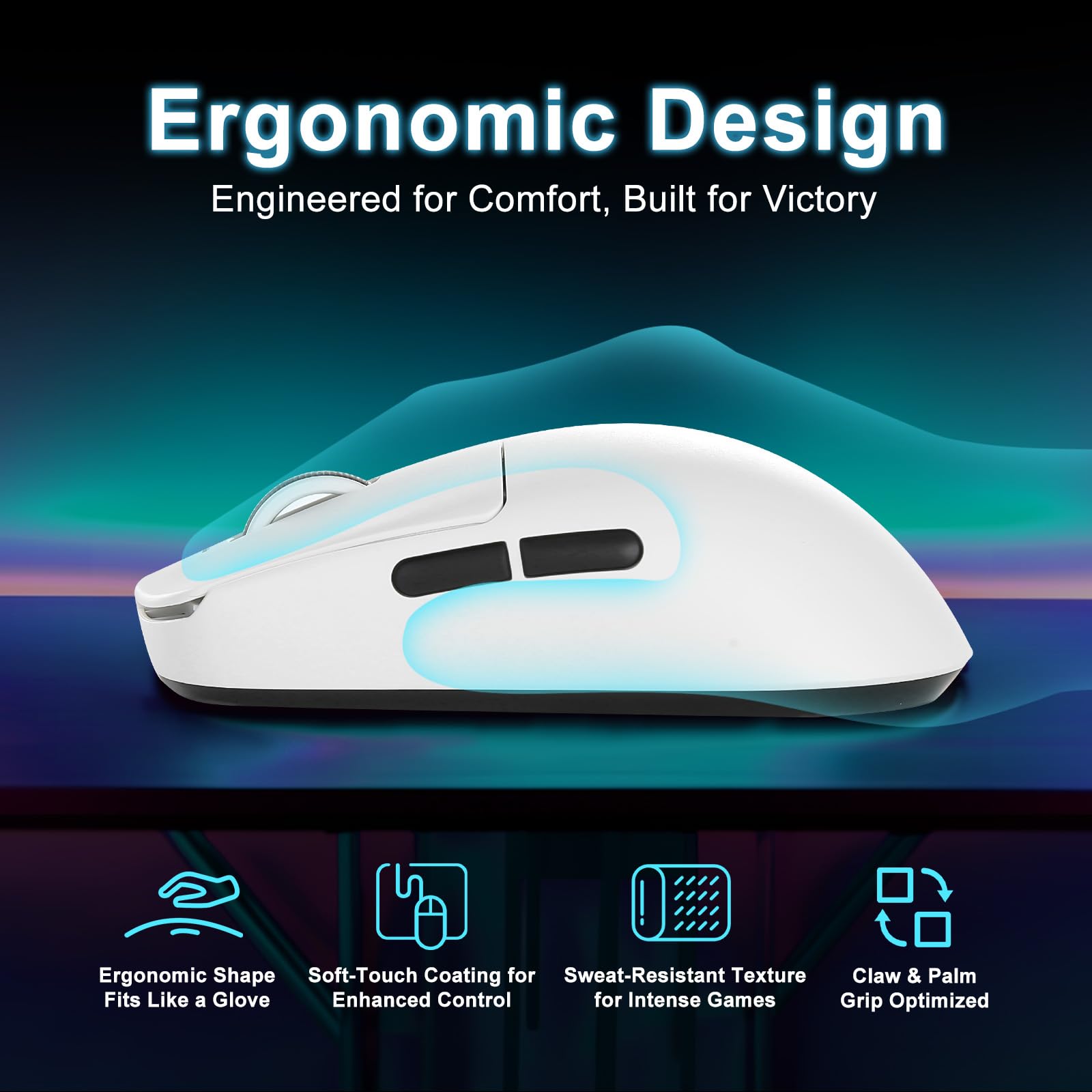 R1 SE+ Mouse da gioco wireless, 18000 DPI, sensore PAW3395SE ad alta precisione, leggero 55 g, tre modalità di connessione, mouse ergonomico programmabile, adatto per laptop/PC/Mac (bianco)