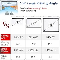 Vista 2 de Motorized Projector Screen Pull Down 100 Inch 16:9 HD Automatic Projector Screen with Remote, Electric Retractable Black Projection Screen Portable