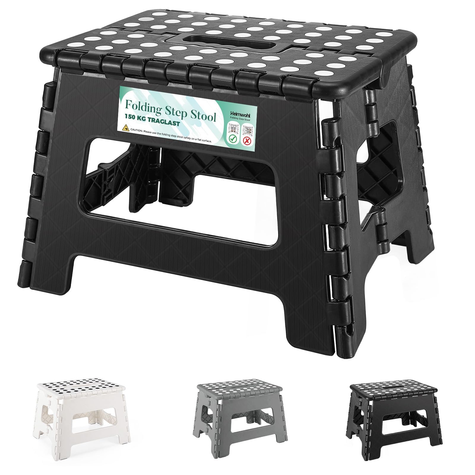 Heimwohl 22cm Folding Stool for Kids - Walking Foot Child Folding Plastic Stool Folding Chair Folding Stool for Children (White)