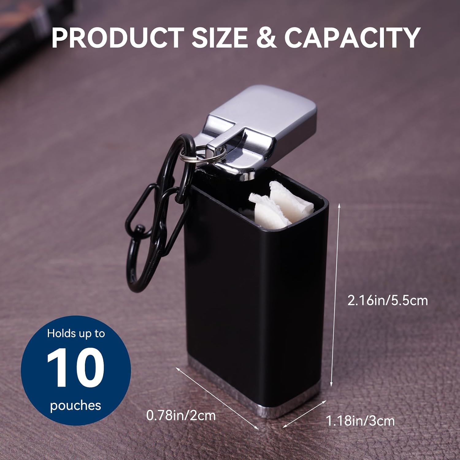 NiHome Metal Can for ZYN, Metal Container Fit for Zyn, Portable Pouch Container for ZYNs, Aluminium Storage Case for ZYNs, Small Holder Rectangular Tins (Black)