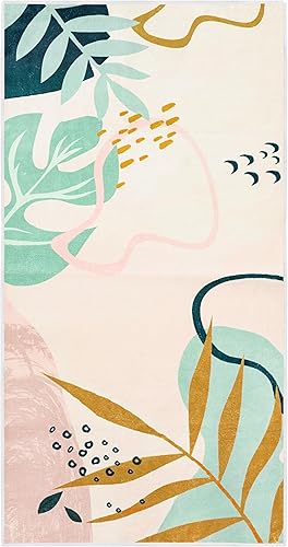 Miniatura 7 de UBTKEY Alfombra de área pequeña de 2 x 4.3 pulgadas, ultrafina, antideslizante, lavable, con estampado botánico, alfombra de cocina de estilo