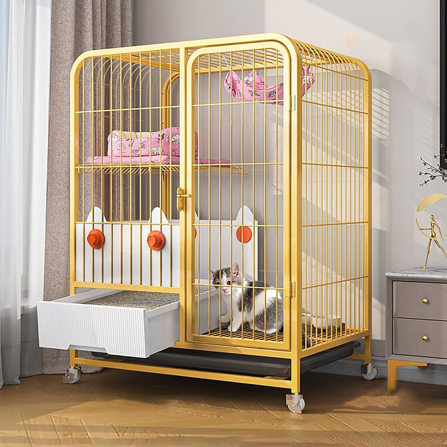 asdchZen Cat House Large Cat Cages Indoor - Cat Cage With Litter Box,Cat Crate With Wheels Cat Playpen Kitten Cage Small Animals For Cat And Small Animals
