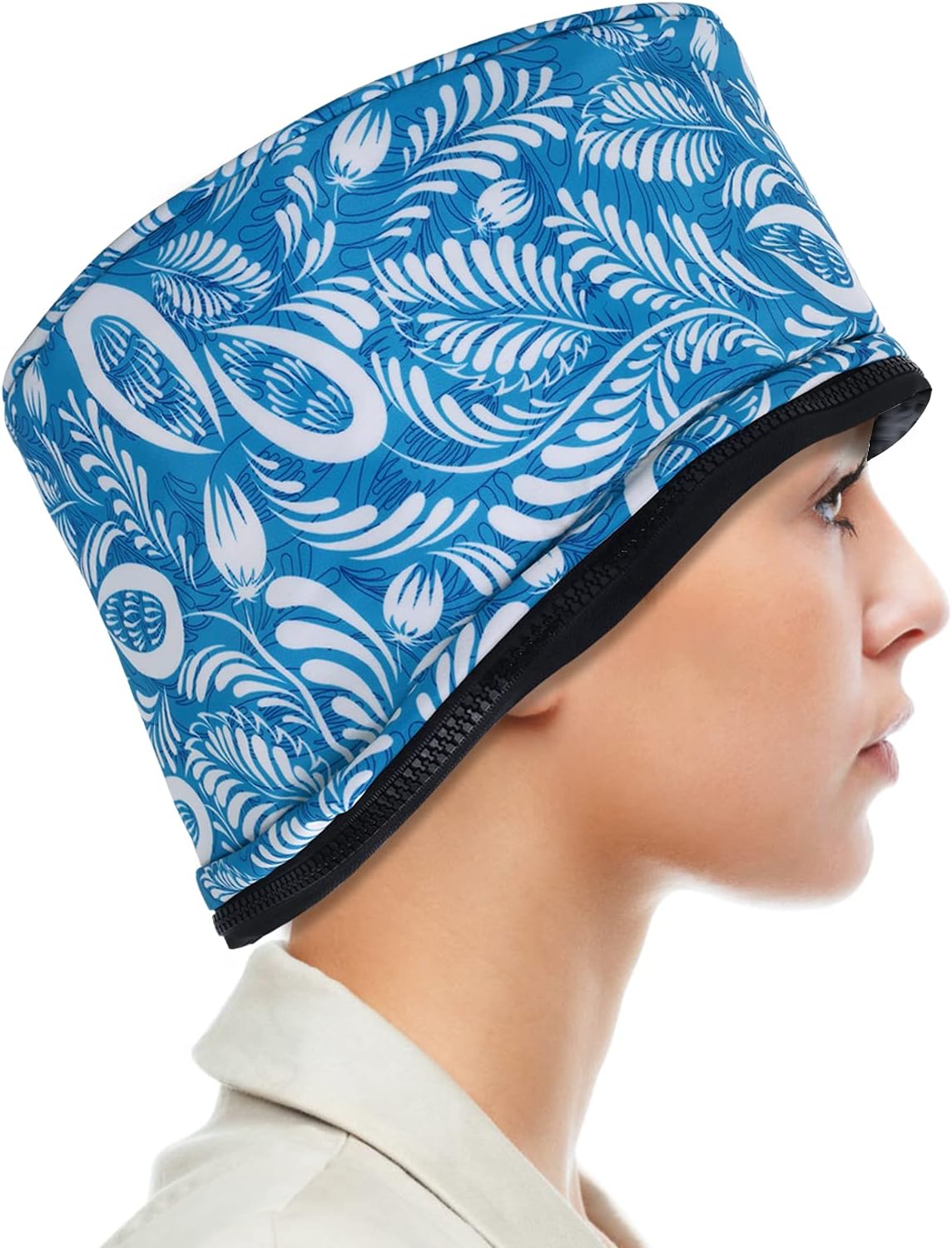 SPTHTHHPY Hair Steamer Heating Cap for Deep Conditioner,Hair Care Hat with Electric Hair Spa Beauty Steamer Nourishing Hot Head Care Hat Hair Thermal Treatment Cap for Home Use (Leaf)