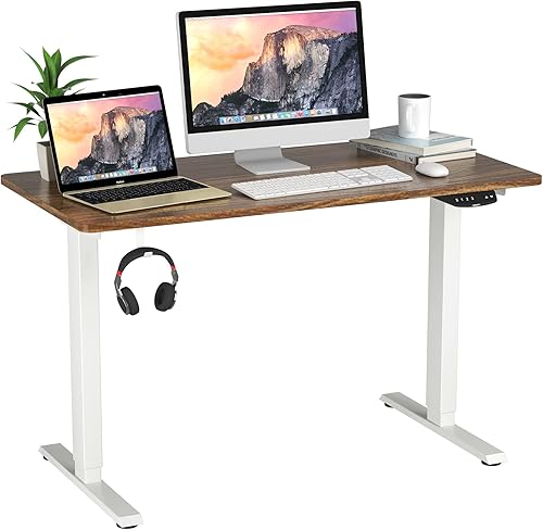Miniatura 77 de Tangkula Escritorio eléctrico de pie con motor doble, estación de trabajo de 48 x 30 pulgadas de altura ajustable para computadora con controlador