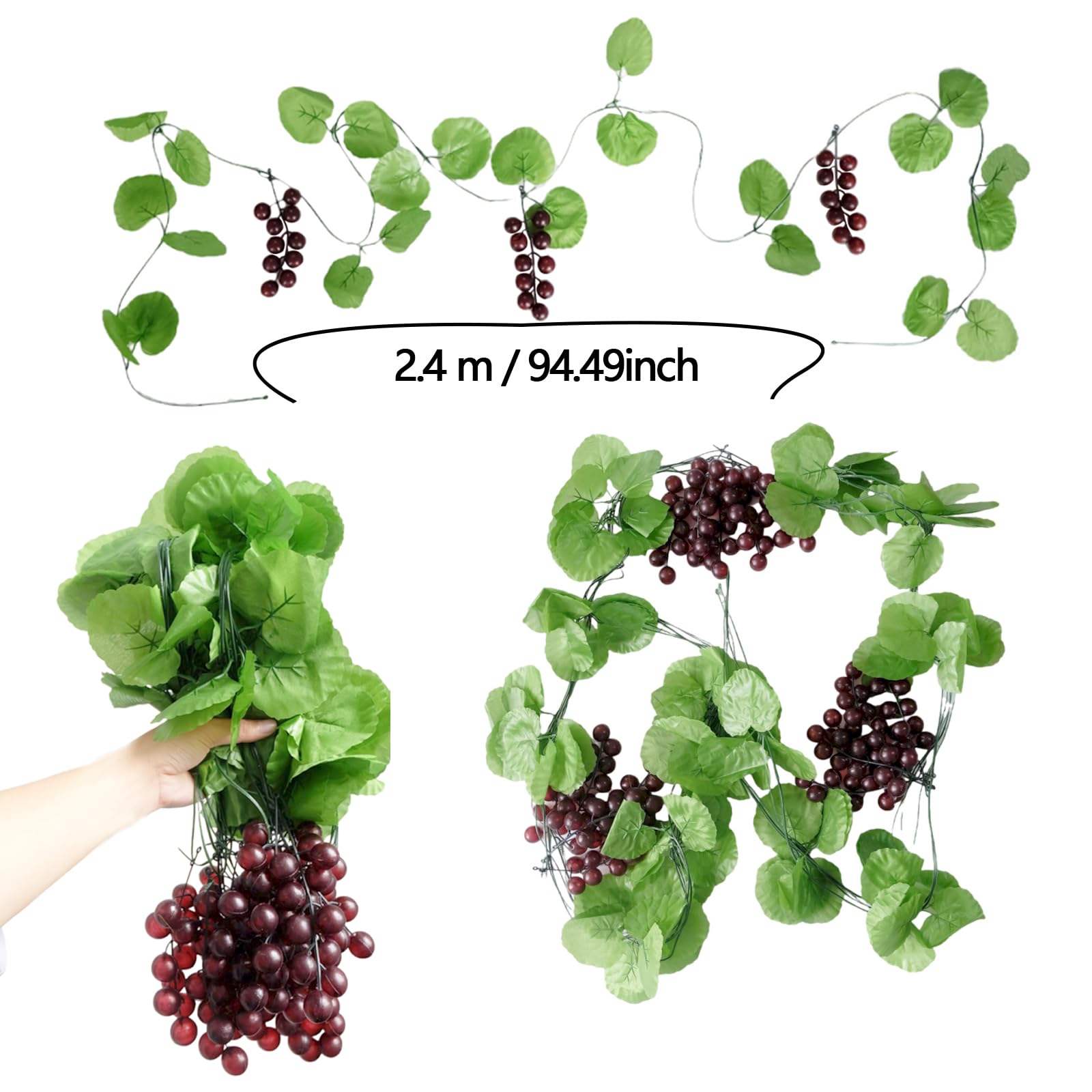 Raisins Artificiels Molyorch - 7 Pièces Réalistes Pour Décoration Vin Ou Déco