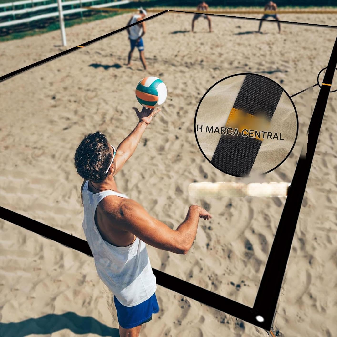 Lignes de volley de plage | Limites délimitantes de piste de volley-ball, jeu de cordes avec bord marqueur visible pour plage, camping, parc, jardin