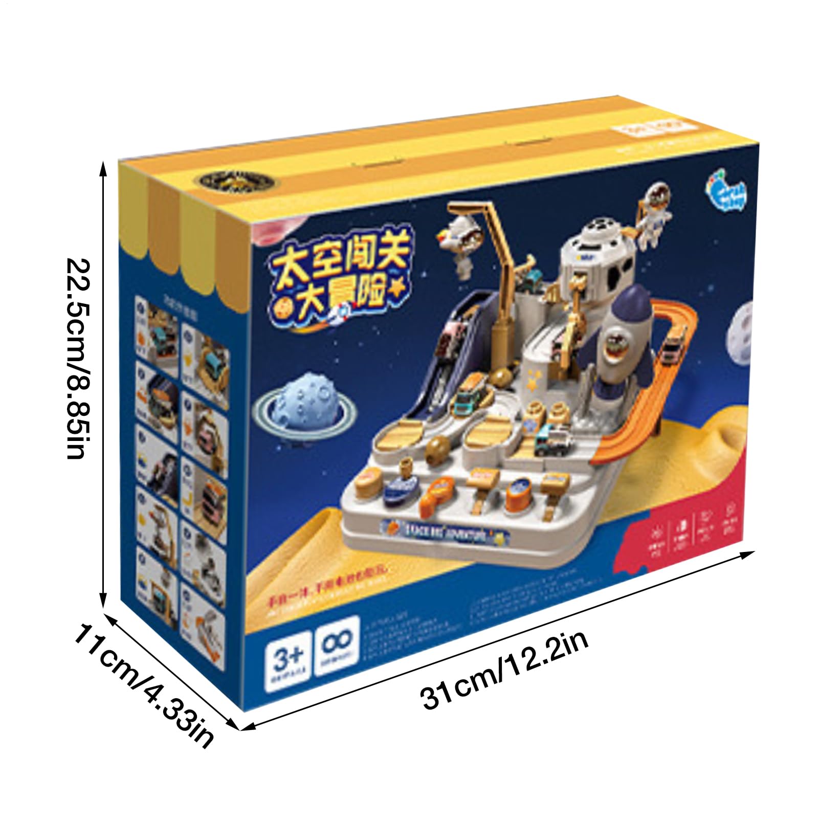 Car Spaces Adventure Toys - Set da pista, gioco educativo per bambini in età prescolare, 3 mini auto e figura di astronauta | Attività di apprendimento per ragazze e ragazzi, regalo divertente per la