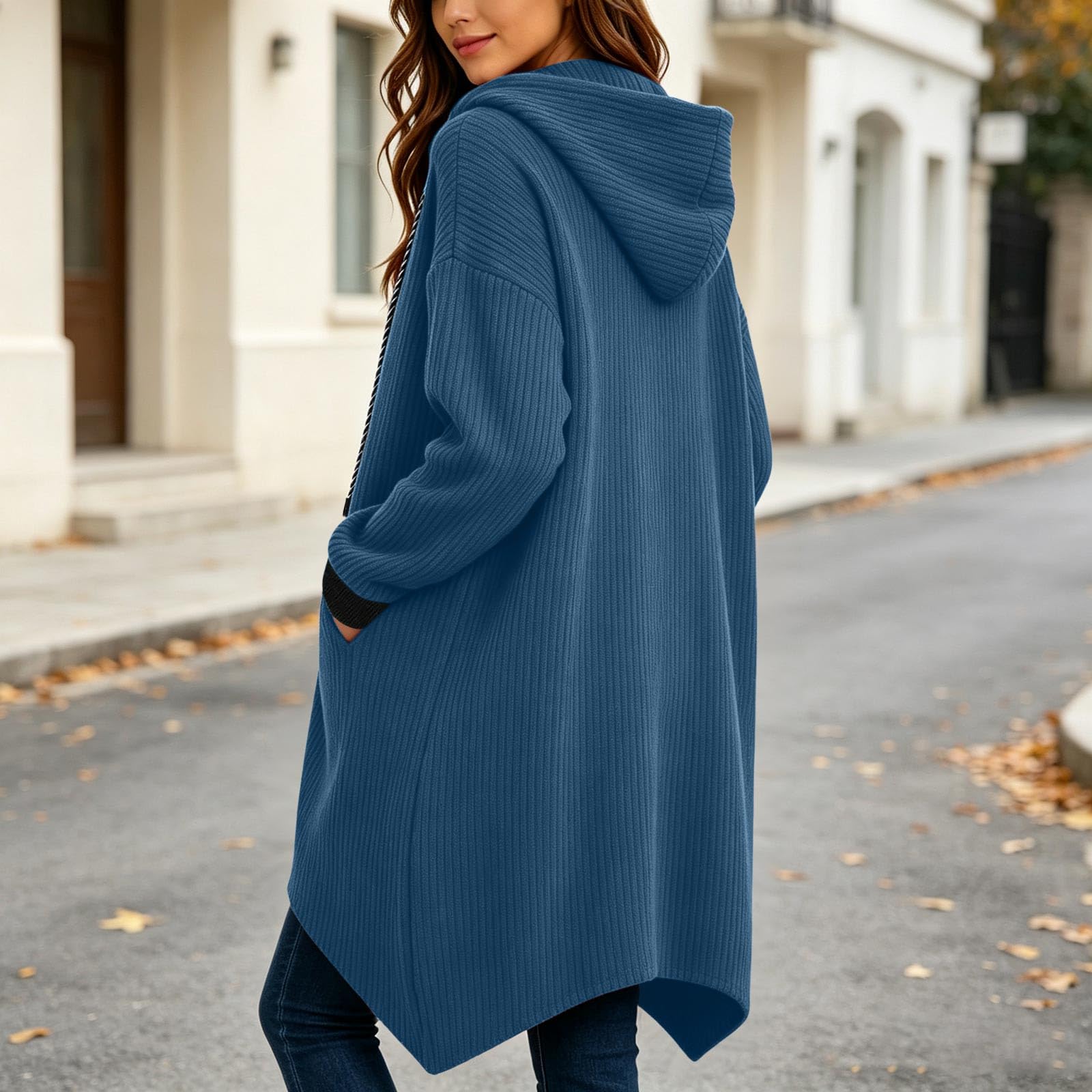 Sudadera con capucha para mujer, con cordón, manga larga, deportiva, otoño