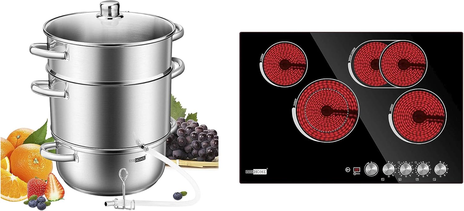 VIVOHOME 3 Layers Stainless Steel Juicer Steamer with 30