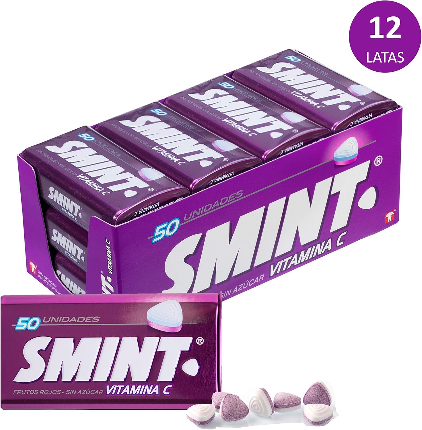 Smint Dose Frutos Red, comprimés de caramel sans sucre, 12 unités de 35 g, 420 g au total