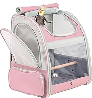 Vista 15 de Mochila de viaje para pájaros con soporte de madera, bolsa pequeña a mediana para llevar loro, periquito, conure, cacatúa