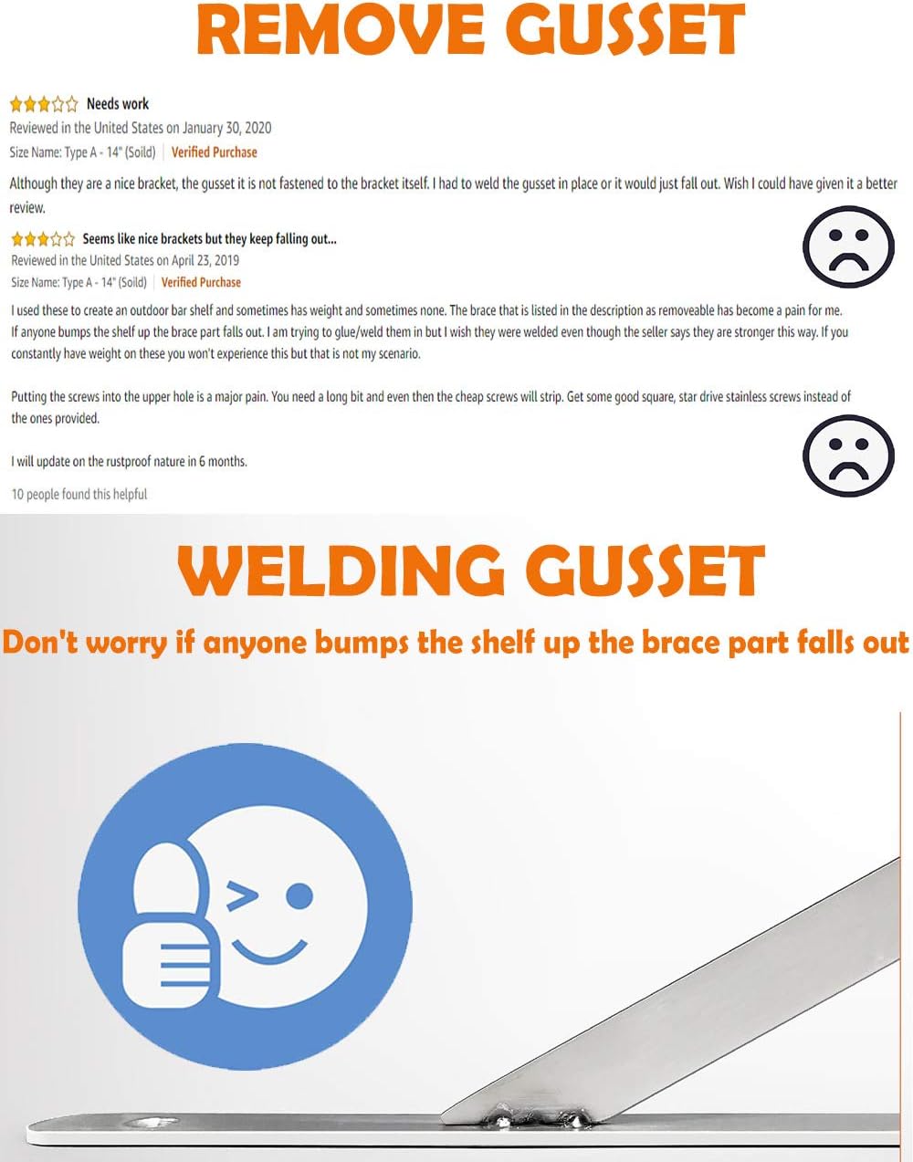 CLT Shelf Bracket 16” x 12" Max Load: 550 lb Heavy Duty Stainless Steel Solid Shelf Support Corner Brace Joint Right Angle, Space Saving DIY Bracket Pack of 2