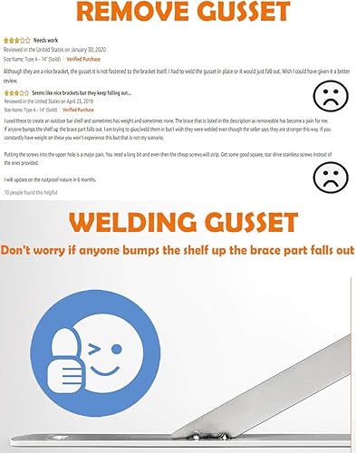 Miniatura 5 de CUZURLUV Soporte de estante, 8 pulgadas, carga máxima 220 libras, soporte de acero inoxidable resistente para banco de mesa, soporte de bricolaje