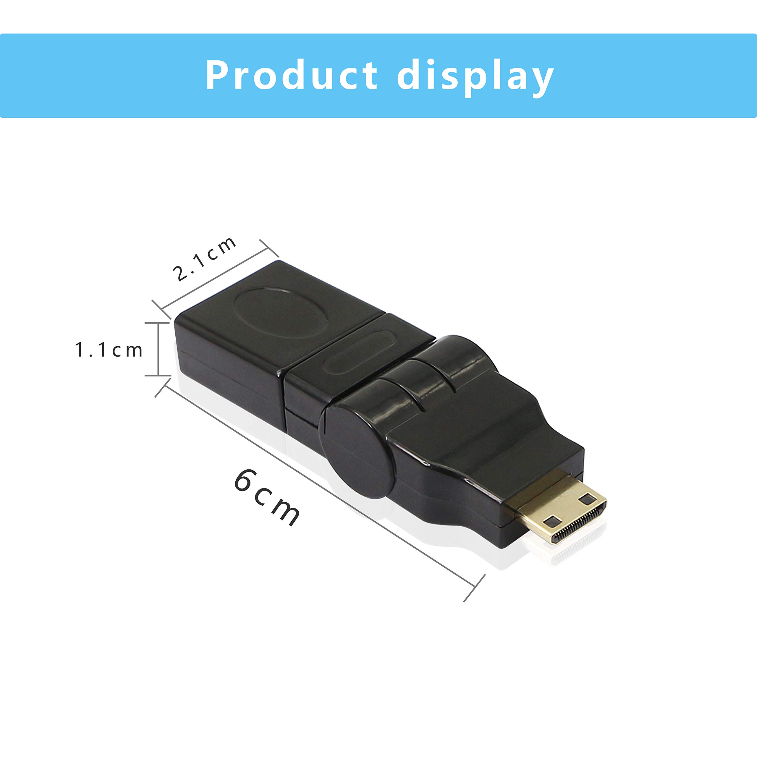 Be In Your Mind 2pcs HDMI Mâle Vers Femelle Adaptateur Pivotant 90 180 270 360 Degrés Angle Réglable Câble HDMI Connecteur D'extension Rotatif Prise En Charge 1080P 3D 4K Plaqué Or