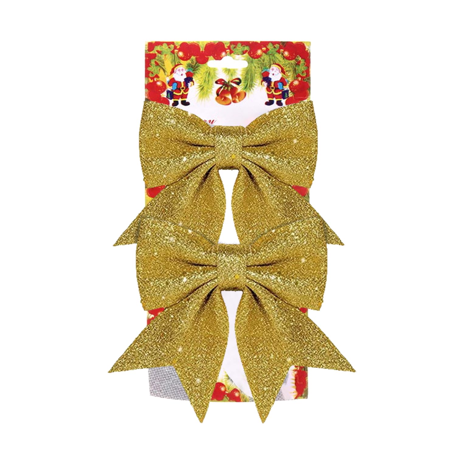Aex 2X Gold Glitter Large Red Bows For Christmas Tree - Glitter Decorative Ornaments For Home Party (2X Gold Glitter)